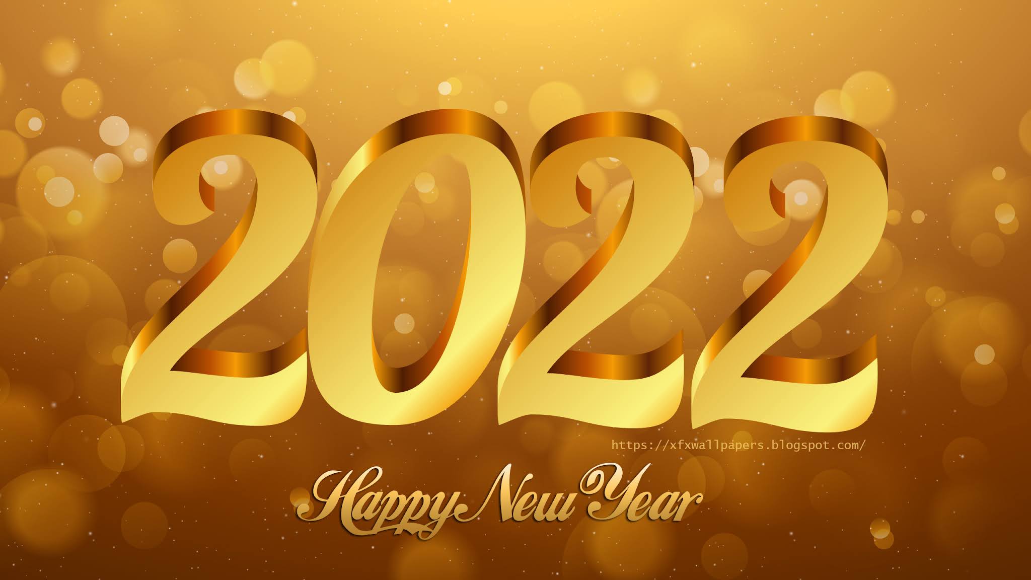 2022 Happy New Year Elegant Golden Text Wallpaper - 4k Wallpapers