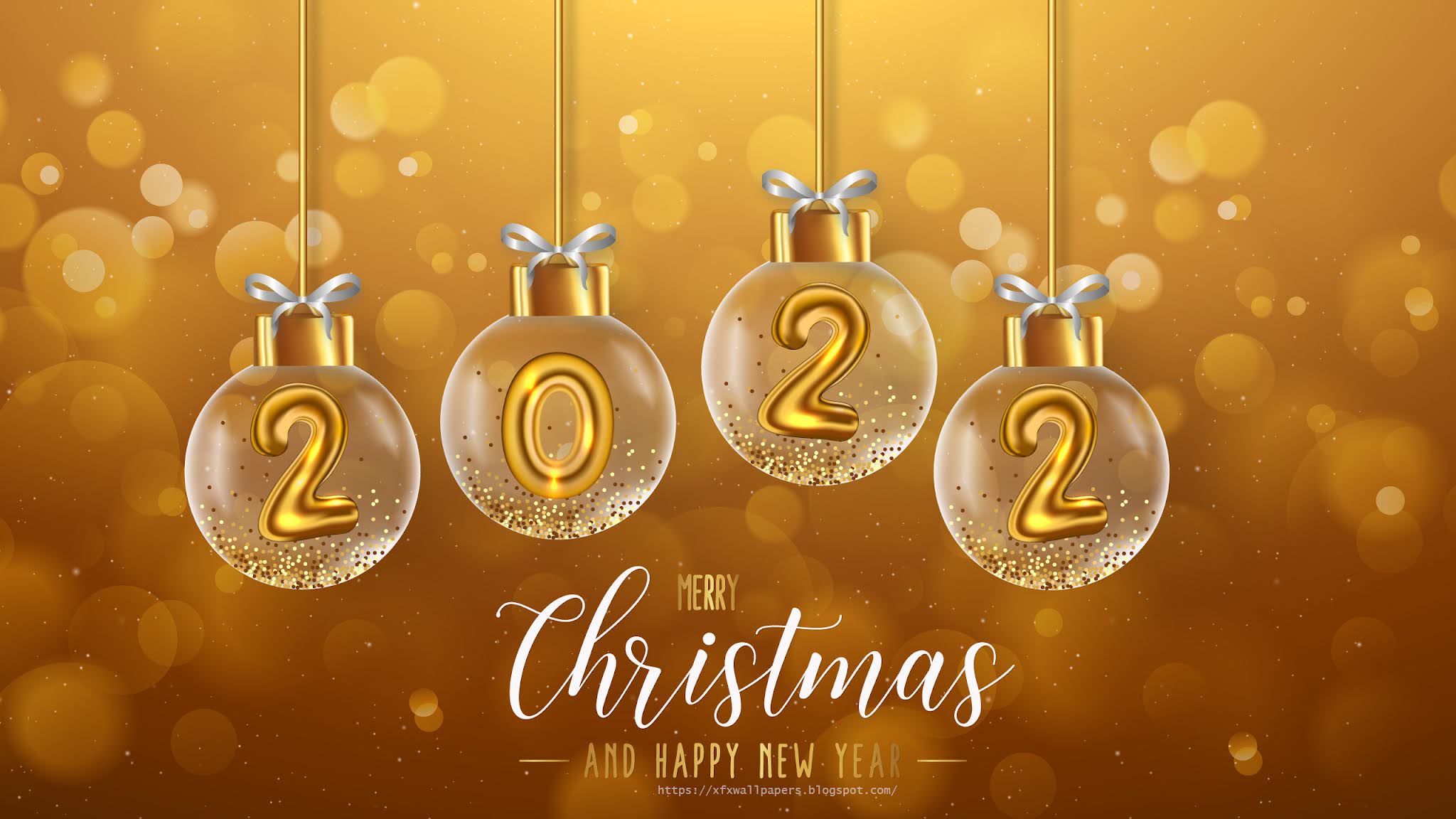 2022 Happy New Year Merry Christmas Wallpaper