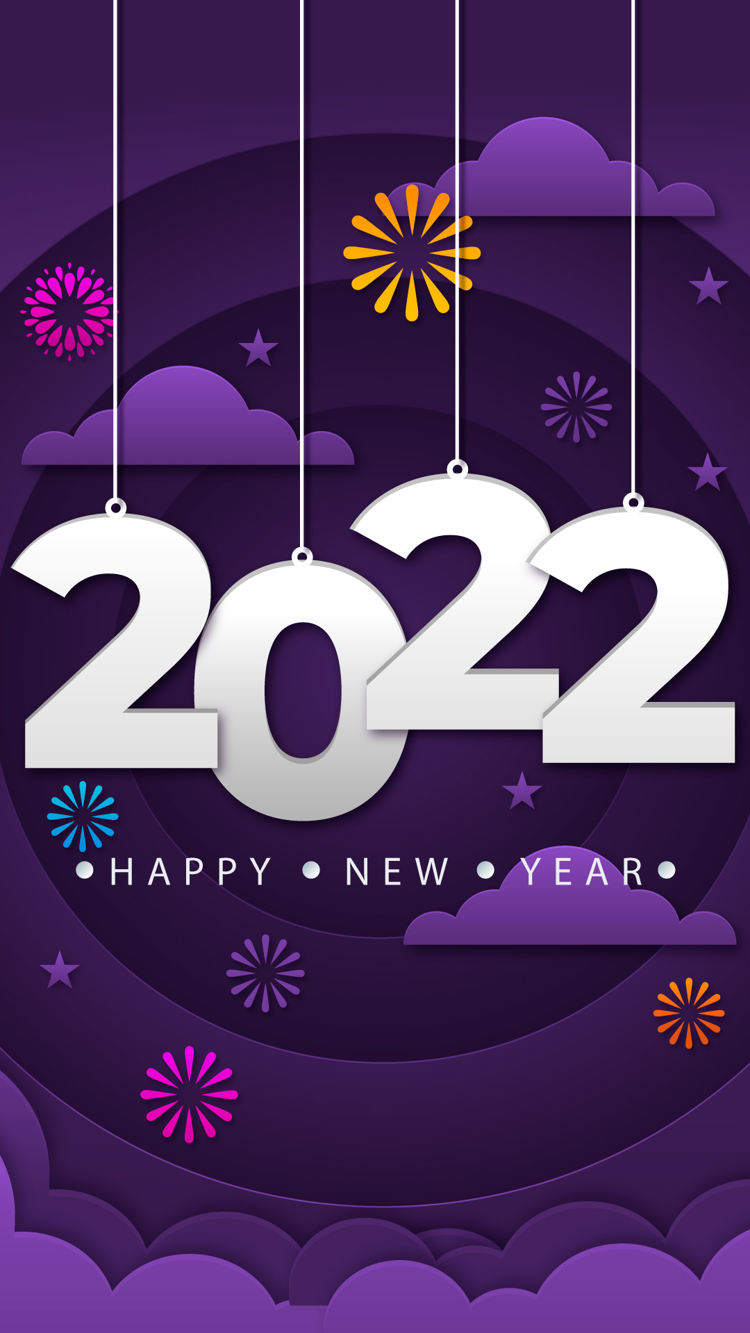 2022 Happy New Year Purple Background 1080
