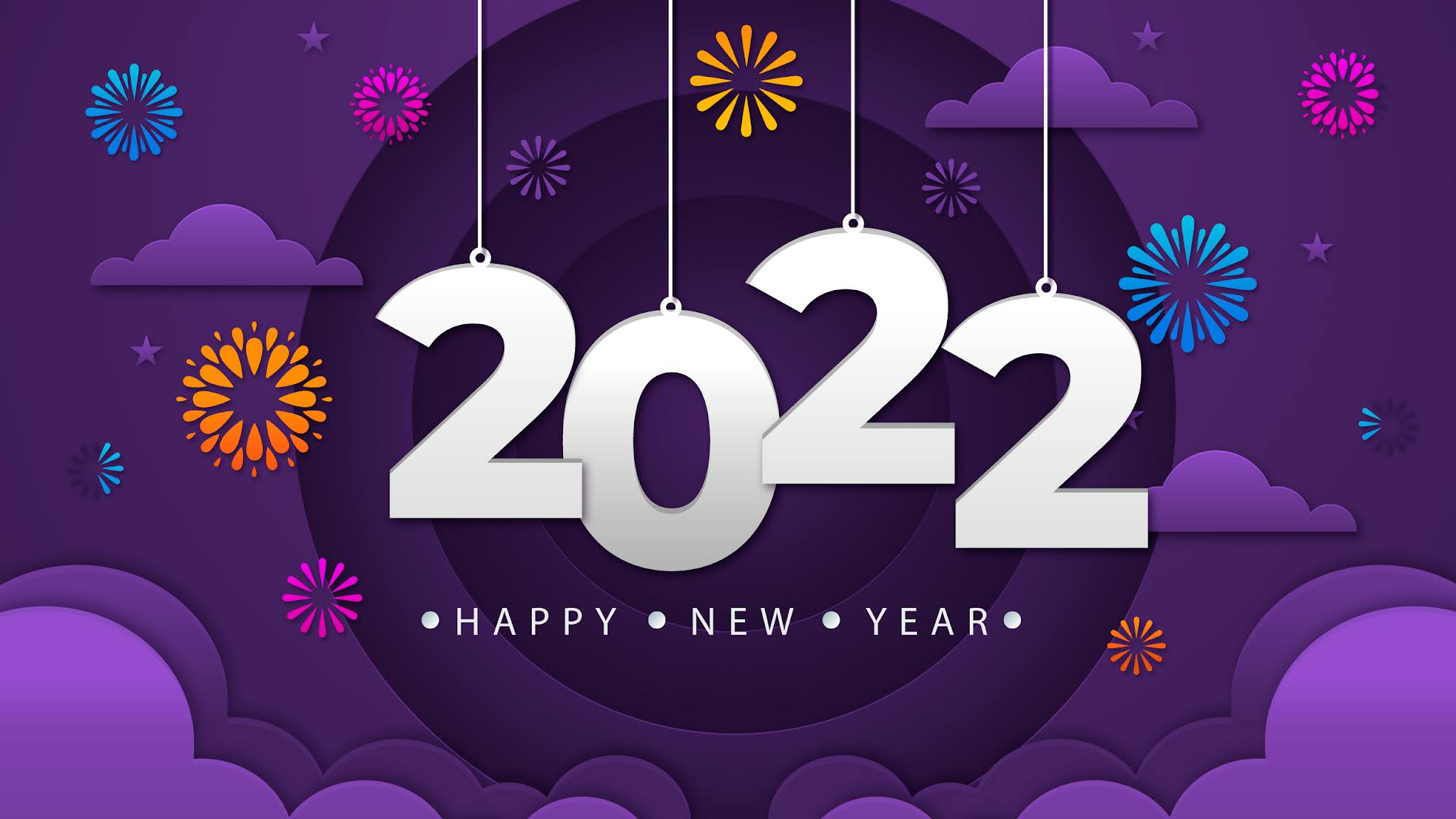 2022 Happy New Year Purple Background