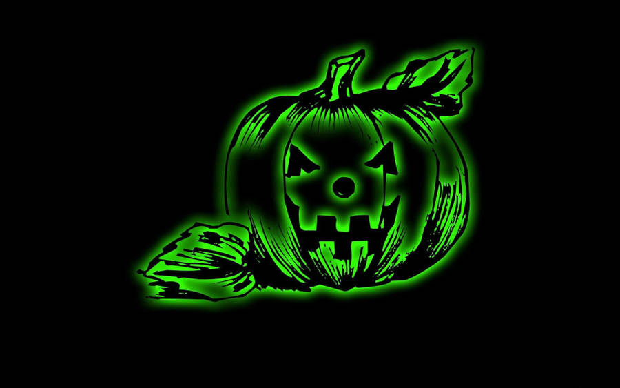 Download Neon Green Halloween Pumpkin Wallpaper