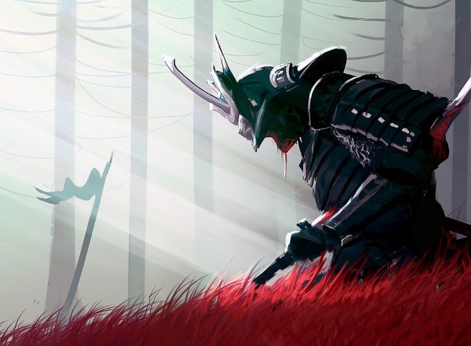 Samurai digital wallpaper sword blood fantasy armor weapon Download