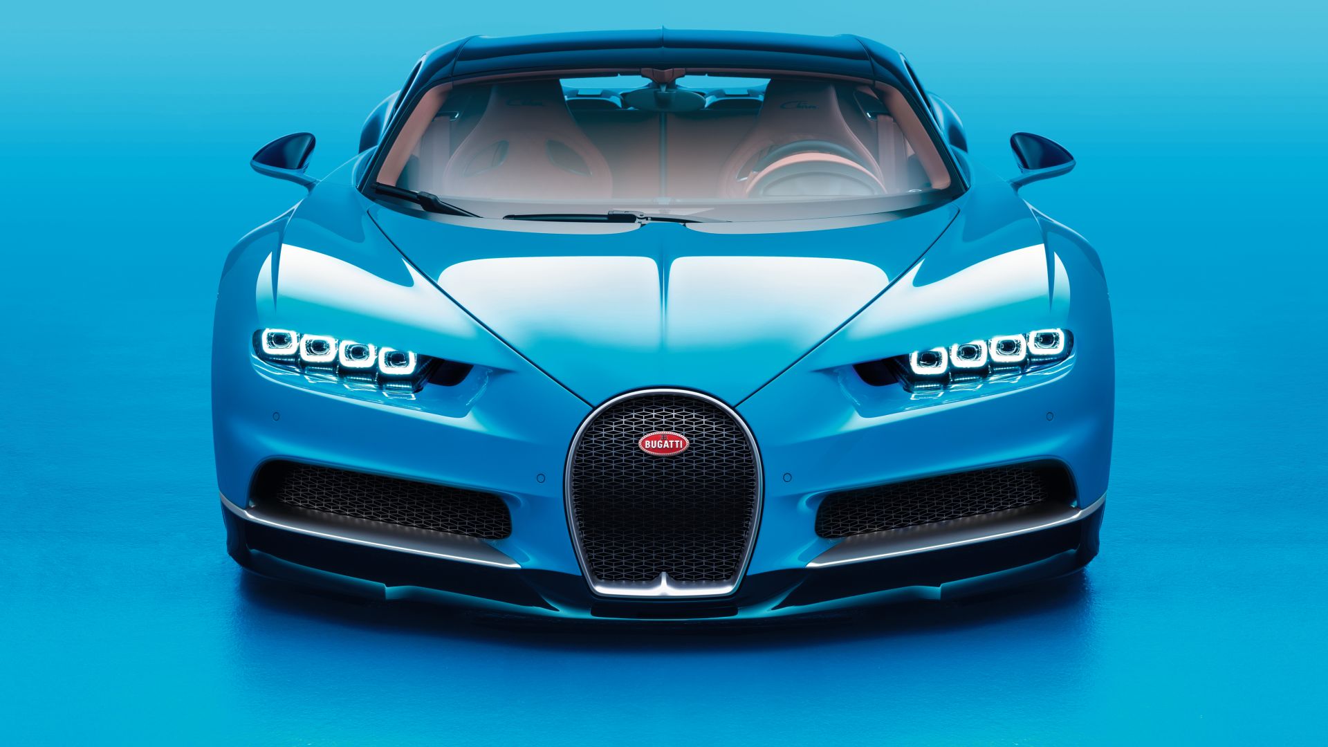 Download Bugatti Chiron Geneva Auto Show 2017 hypercar blue Wallpaper