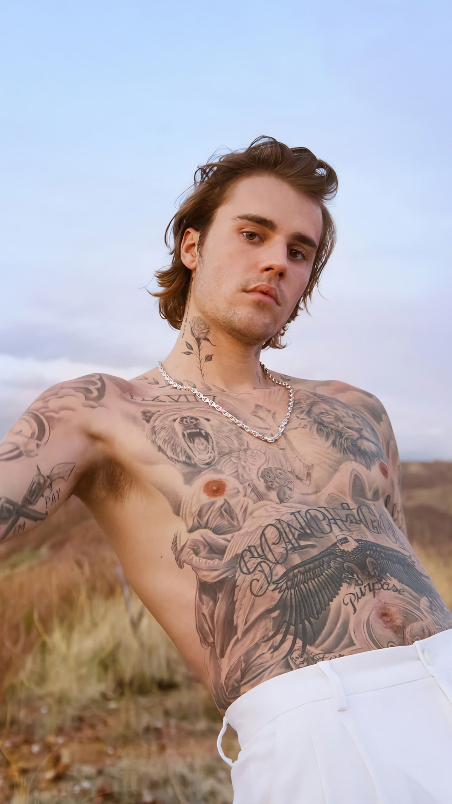 Justin Bieber Body Tattoo 2023 Photoshoot