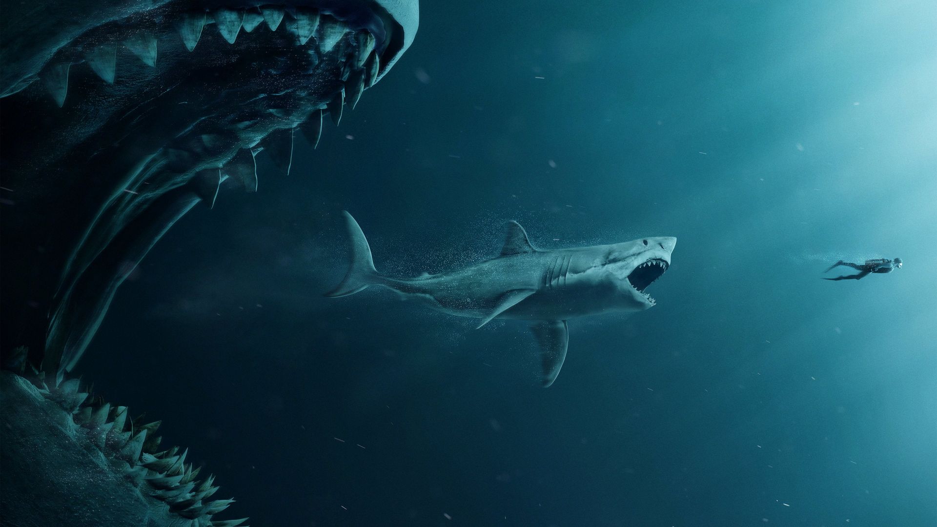 Download The Meg shark diver 4K Wallpaper