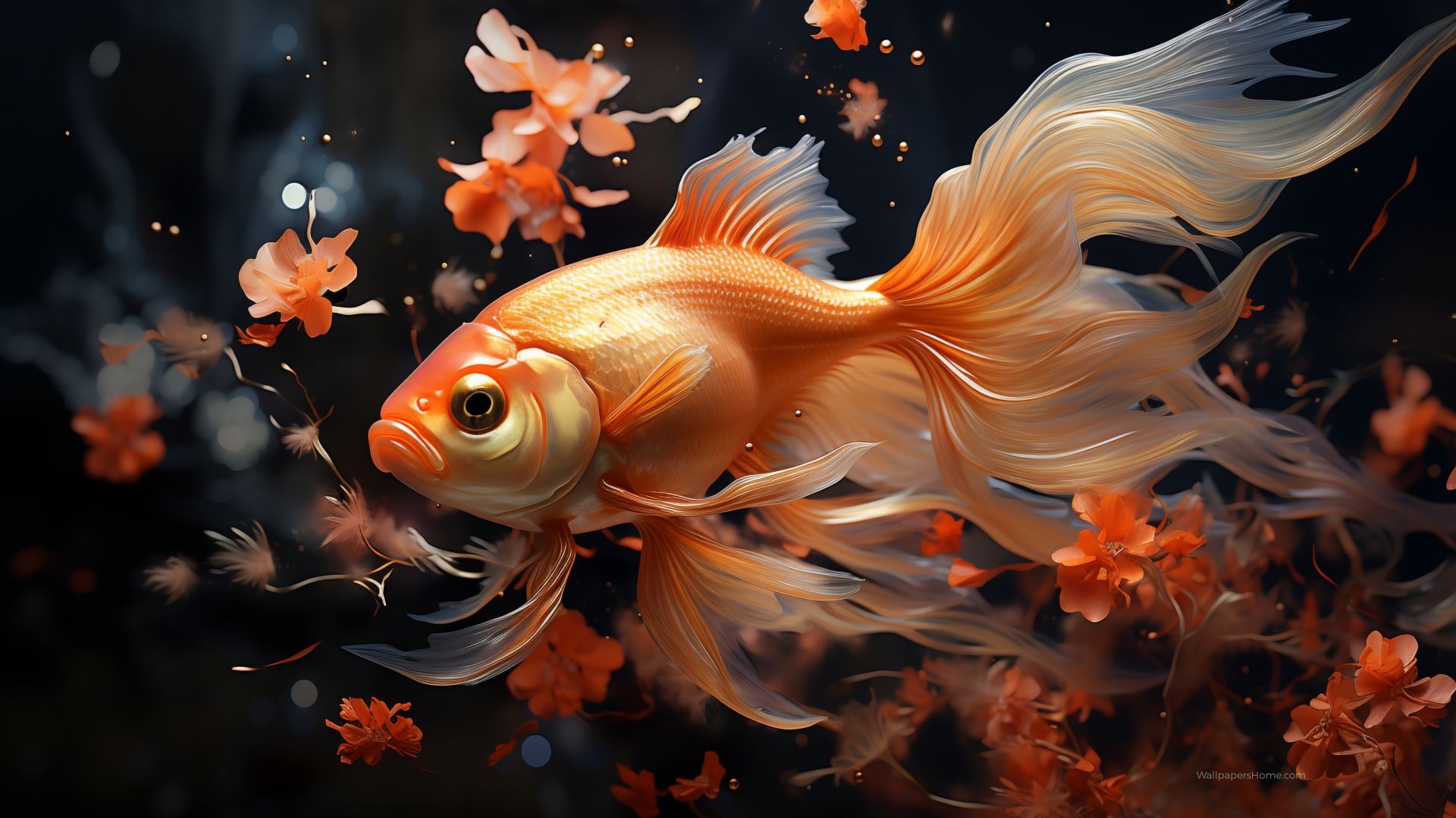 Download golden fish underwater Wallpaper