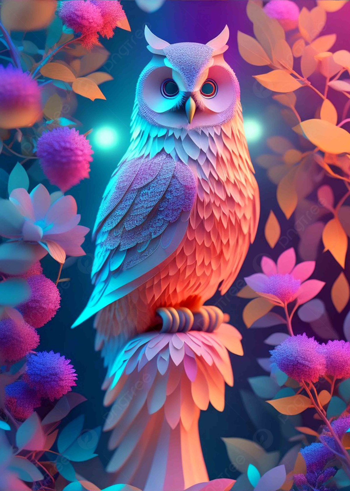 pngtree cool light background with owls in the colorful forest picture image 2499908